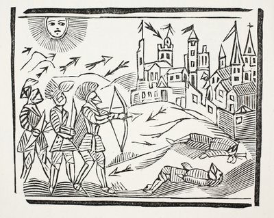 Die Eroberung Frankreichs mit dem Leben und den glorreichen Taten von Edward dem Schwarzen Prinzen, Illustration aus Chap-books des achtzehnten Jahrhunderts von John Ashton, veröffentlicht 1882 von English School