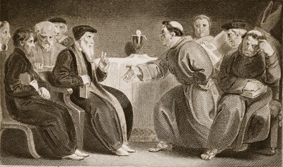 The Convocation at Oxford, illustrasjon fra David Humes The History of England, pub. av R. Bowyer, London, 1812 av English School