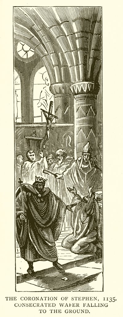 The Coronation of Stephen, 1135. Innviet oblat som faller til bakken av English School