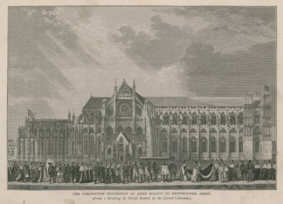 Kroningsprosesjonen til Anne Boleyn til Westminster Abbey av English School