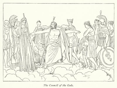 The Council of the Gods (litho) av English School