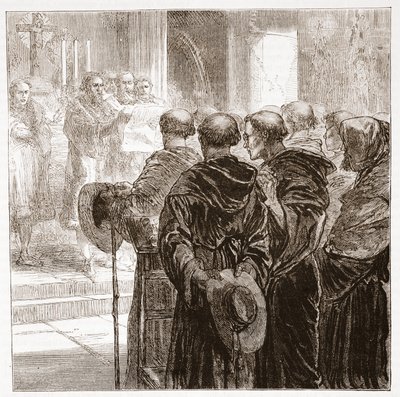Rådmenn som oppløser den augustinske munkeorden i Zürich, 1524, illustrasjon fra The History of Protestantism av James Aitken Wylie (1808-1890), pub. 1878 av English School