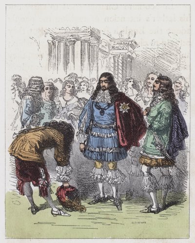 Court of Charles II (farget gravering) av English School