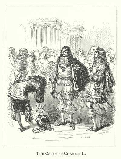 Retten til Charles II (gravering) av English School