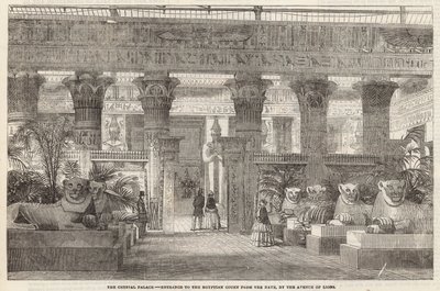 Krystallpalasset: Inngang til den egyptiske domstolen fra Nave ved Avenue of Lions av English School