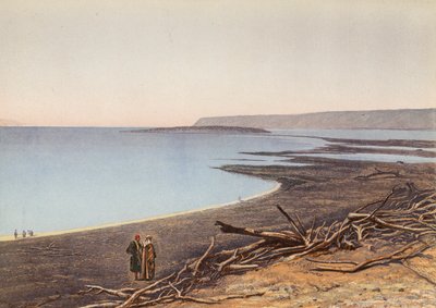 Dødehavet, fra den nordlige bredden, Genesis XIII IO II_XIX, 24-25 (fargelitografi) av English School