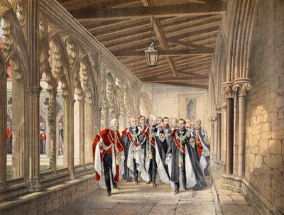 The Deans Cloister, Windsor, 10. mars 1863, fra A Memorial of the Marriage of Edward VII and Alexandra of Denmark, pub. 1864 av English School