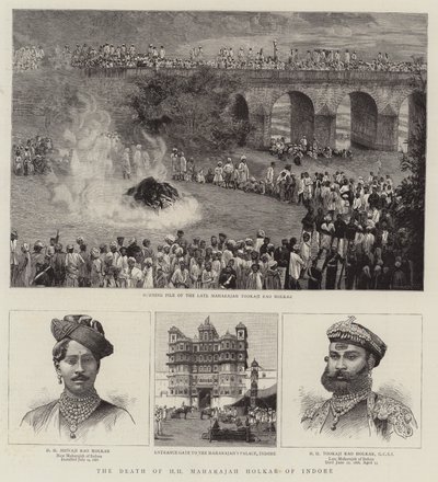 Døden til HH Maharajah Holkar fra Indore (gravering) av English School