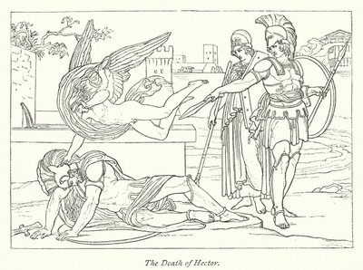 The Death of Hector (litho) av English School