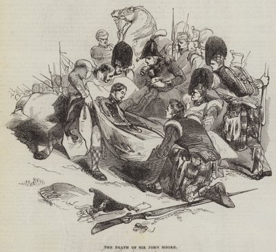 The Death of Sir John Moore (gravering) av English School