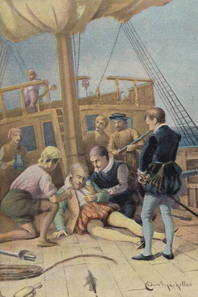The Death of Sir Richard Grenville (farge litho) av English School