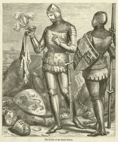 Den svarte prinsens død (gravering) av English School