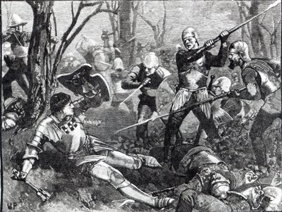 The Death of the King Maker i slaget ved Barnet, ca. 1880 av English School