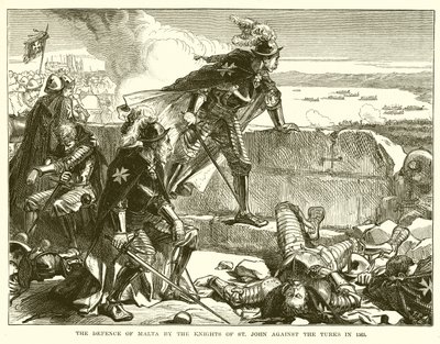 Forsvaret av Malta av St. John Knights mot tyrkerne i 1565 av English School