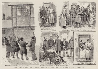 The Delights of Christmas, en serenade av Hand-Bell Players (gravering) av English School