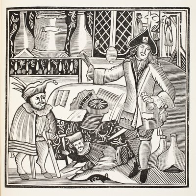 The Devil upon two sticks or the Town Untild, illustrasjon fra Chap-books of the Eighteenth Century av John Ashton, pub. 1882 av English School
