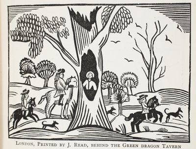 The Distressed Child in the Wood, eller The Cruel Unkle, illustrasjon fra Chap-books of the Eighteenth Century av John Ashton, pub. 1882 av English School