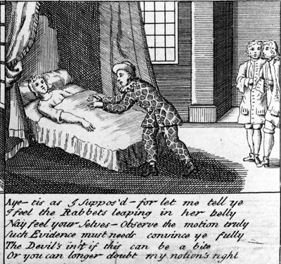 The Doctor in Labour, eller The New Whim Wham fra Guildford, ca. 1726 av English School