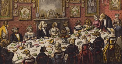The Dog's Dinner Party (farge litho) av English School