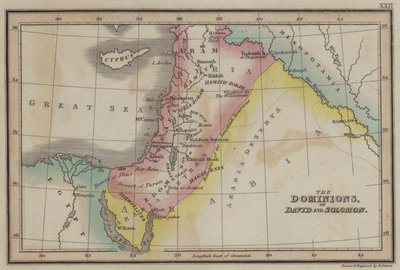 The Dominions of David and Salomon (farget gravering) av English School