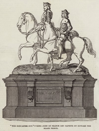 "The Doncaster Cup", kong John av Frankrike ledet til fange av Edward the Black Prince (gravering) av English School