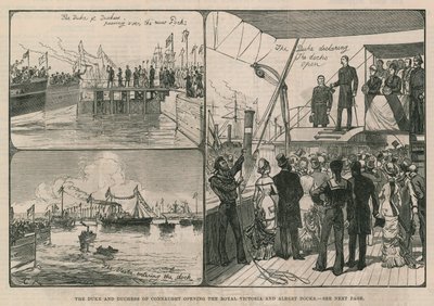Hertugen og hertuginnen av Connaught åpner Royal Victoria and Albert Docks av English School
