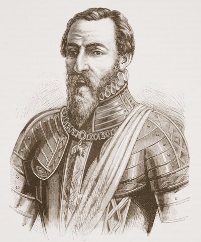 The Duke of Alva (fra portrettet av Titian), illustrasjon fra The History of Protestantism av James Aitken Wylie (1808-1890), pub. 1878 av English School