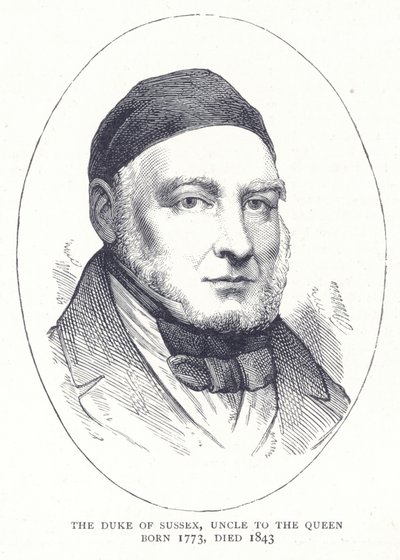 Hertugen av Sussex, onkel til dronningen født 1773, døde 1843 av English School