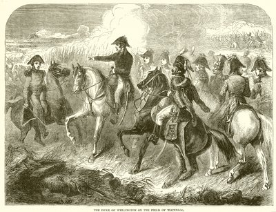 Hertugen av Wellington på feltet Waterloo av English School