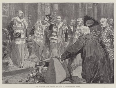 Hertugen av York tar plass i House of Lords (gravering) av English School