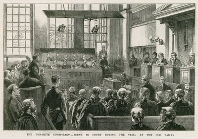 The Dynamite Conspiracy, scene i retten under rettssaken ved Old Bailey av English School