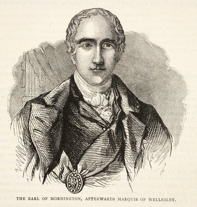 The Earl of Mornington, etterpå Marquis of Wellesley, illustrasjon fra Cassells Illustrated History of India av James Grant, pub. 1879 av English School