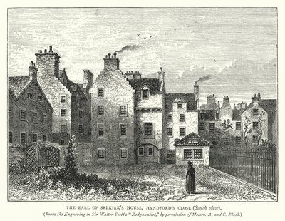 The Earl of Selkirk's House, Hyndford's Close, sørutsikt (gravering) av English School