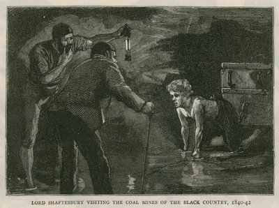 Jarlen av Shaftesbury; besøke kullgruvene i Black Country, 1840-41; fra The Graphic, 10. oktober 1885 av English School