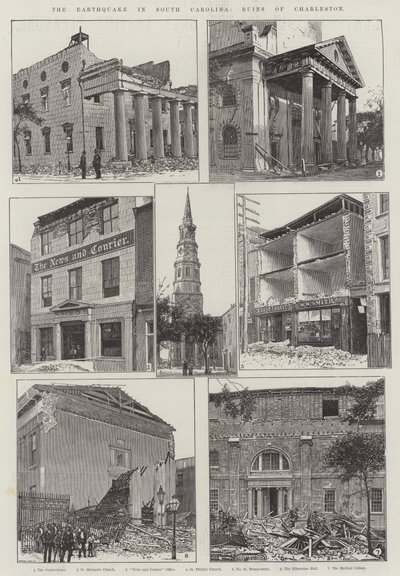 Jordskjelvet i South Carolina, Ruins of Charleston (gravering) av English School