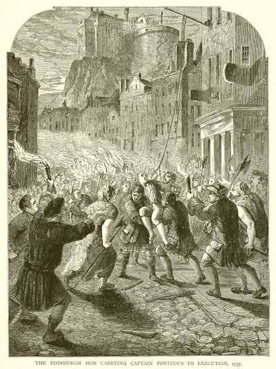 Edinburgh-mobben som fraktet kaptein Porteous til henrettelse, 1737 av English School