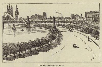 Embankment som den er (gravering) av English School