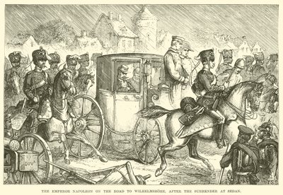 Keiser Napoleon på veien til Wilhelmshohe, etter overgivelsen ved Sedan (gravering) av English School