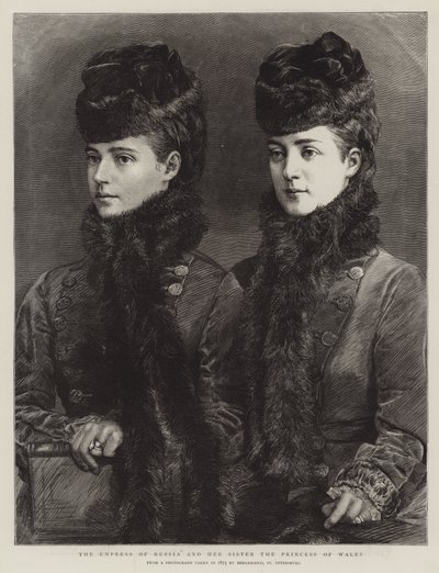 Keiserinnen av Russland og hennes søster prinsessen av Wales (gravering) av English School