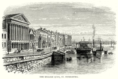 Den engelske kaien, St. Petersburg (gravering) av English School