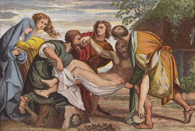 Gravleggingen (chromolitho) av English School