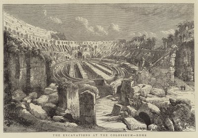 Utgravningene ved Colosseum, Roma (gravering) av English School