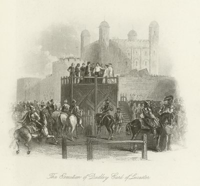 Henrettelsen av Dudley, jarl av Leicester av English School