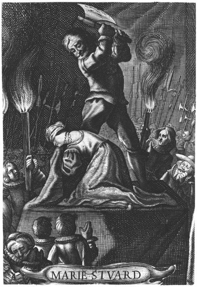 Henrettelsen av Mary Queen of Scots (1542-87) 8. februar 1587 av English School