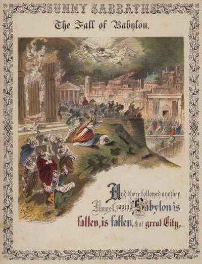 Babylons fall (farget gravering) av English School