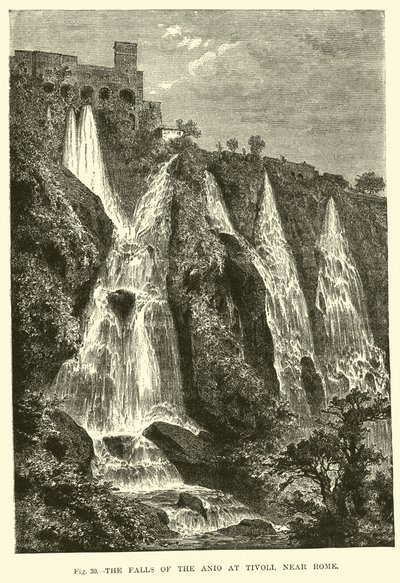 The Falls of the Anio ved Tivoli, nær Roma av English School
