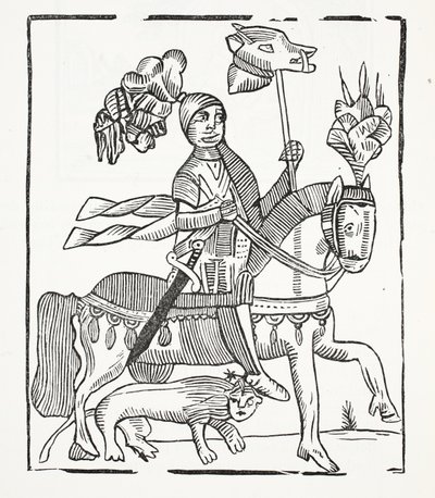 The Famous History of Guy Earl of Warwick, illustrasjon fra Chap-books of the Eighteenth Century av John Ashton, pub. 1882 av English School
