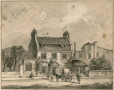 The Farthing Pie House, London, original tegning datert 1820 (wc på papir) av English School