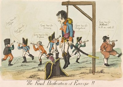 The Final Pacification of Europe!!, pub. 1803 (håndfarget gravering) av English School