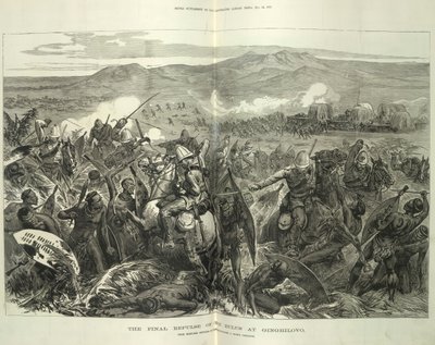 The Final Repulse of the Zulus at Ginghilovo, fra skisser levert av oberstløytnant J. North Crealock. Illustrasjon fra 